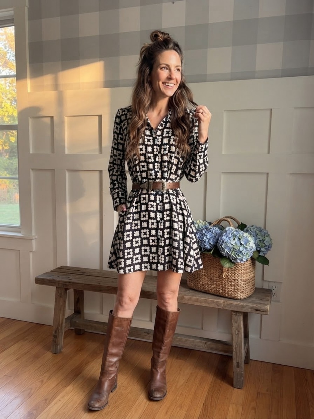 Zara Black and White Printed Mini Dress Small